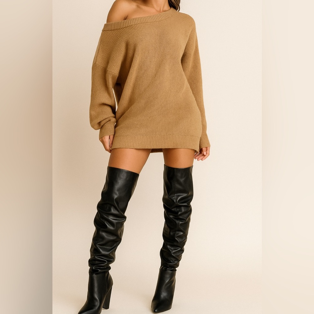 Liliana black over-the-knee boots with elegant design and square heel size 10